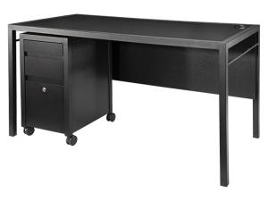 Tech Desk, Powered w/ 3 Drawer File Cabinet
